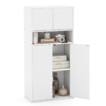 Knygų spinta su durelėmis ir atviromis lentynomis (Balta)