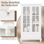 Daugiafunkcinė laikymo spintelė su stiklinėmis durimis ir reguliuojama lentyna (Balta)