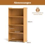 4 lentynų bambukinė vitrina su akrilo durelėmis (Natūrali)