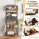 Virtuvės pastatomas lentynų stovas su integruotomis rozetėmis ir kabliukais (Ruda)