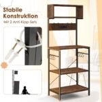 Virtuvės pastatomas lentynų stovas su integruotomis rozetėmis ir kabliukais (Ruda)