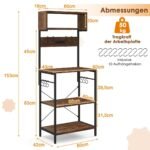 Virtuvės pastatomas lentynų stovas su integruotomis rozetėmis ir kabliukais (Ruda)