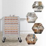 Aliumininis padėklų vežimėlis su stabdžiais 10 lygių (Sidabrinė)