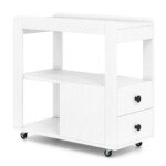 Mobilus staliukas su ratukais ir dviem stalčiais (Balta)