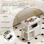 Mobilus staliukas su ratukais ir dviem stalčiais (Balta)