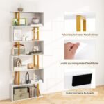 Šešių pakopų S formos lentyna (Balta)