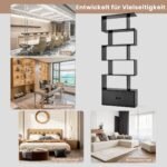 Erdvus S formos lentynų ir spintelių derinys (Juoda)