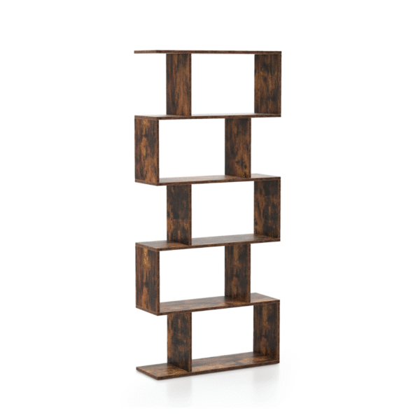 Erdvi penkių pakopų knygų lentyna (Rustiška ruda)