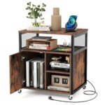 Mobilioji biuro spintelė su įkrovimo stotele ir ratukais (Ruda)