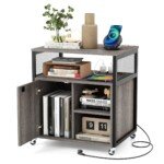 Mobilioji biuro spintelė su integruota stotele ir ratukais (Pilka)