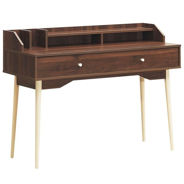 Darbo stalas su stalčiumi ir lentynomis (Ruda)