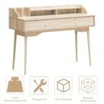 Biuro stalas su stalčiumi ir lentynomis 120x50x93 cm (Natūrali)