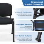 Konferencinių kėdžių komplektas (5 vnt.) sukraunamos be porankių (Juoda)