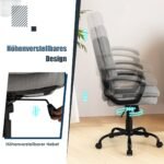 Ergonomiška biuro kėdė su porankiais ir ratukais (Pilka)