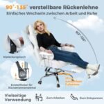 Ergonomiška biuro kėdė su ištraukiama kojų atrama (Balta)