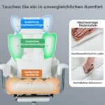 Ergonomiška biuro kėdė su ištraukiama kojų atrama (Balta)