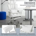 Ergonomiška biuro kėdė su ištraukiama kojų atrama (Balta)