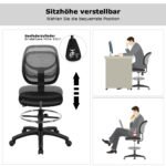 Biuro kėdė su reguliuojamu aukščiu ir atlošu (Juoda)