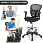 Ergonomiška biuro kėdė su atrama kojoms ir reguliuojamu aukščiu (Juoda)