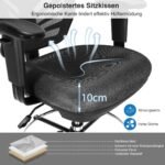 Ergonomiška biuro kėdė su atrama kojoms ir reguliuojamu aukščiu (Juoda)
