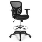 Ergonomiška biuro kėdė su atrama kojoms ir reguliuojamu aukščiu (Juoda)