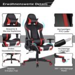 Ergonomiška biuro kėdė su juosmens ir galvos atlošu (Raudona)