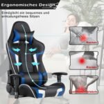 Ergonomiška biuro kėdė su juosmens ir galvos atramomis (Mėlyna)