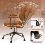 Ergonomiška biuro kėdė su aukščio reguliavimu ir ratukais (Ruda)