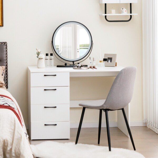 Stalinis kompiuterio rašomasis stalas su keturiais stalčiais 110 x 60 x 76 cm (Balta)