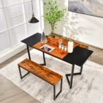 Erdvus 160x60 cm kompiuterio stalas su kabliuku (Juoda)