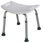 Stabili dušo kėdė su reguliuojamu aukščiu ir rankenomis (Balta)