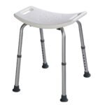 Stabili dušo kėdė su reguliuojamu aukščiu ir rankenomis (Balta)