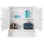 Veidrodinė vonios kambario spintelė su reguliuojama lentyna (Balta)