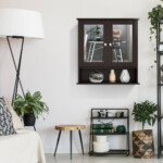 Vonios veidrodinė spintelė su reguliuojama lentyna (Ruda)