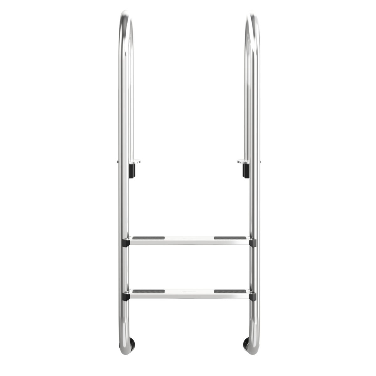 Dvipakopės baseino kopėčios su neslystančiomis pakopomis ir rankenomis (Sidabrinė)