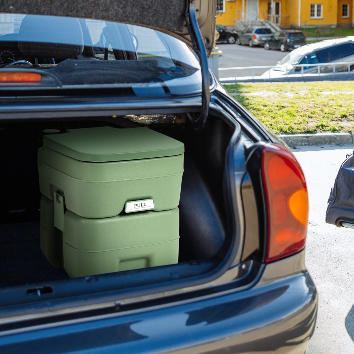 Nešiojamas turistinis tualetas su 20 l nuotekų rezervuaru (Žalia)