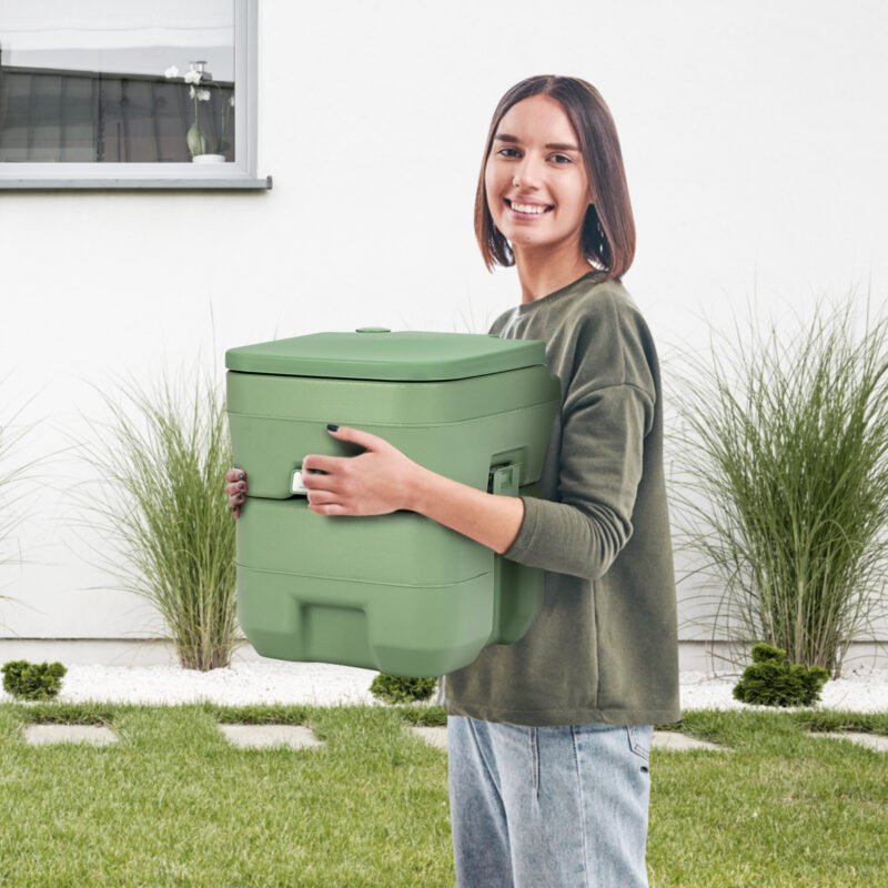 Nešiojamas turistinis tualetas su 20 l nuotekų rezervuaru (Žalia)