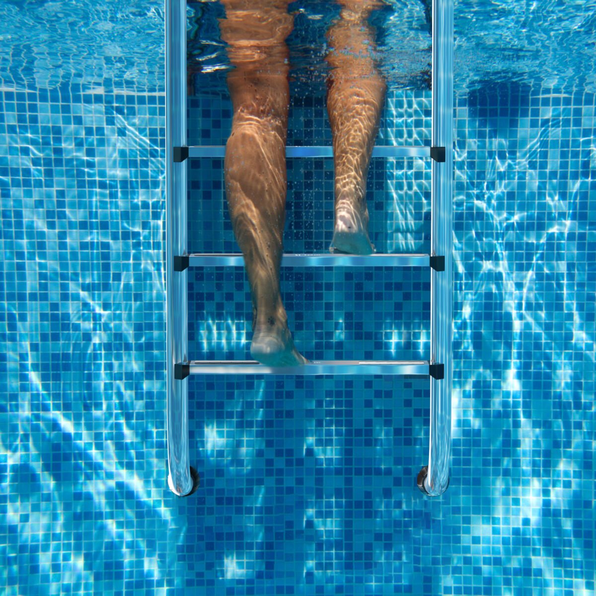 3 pakopų nerūdijančio plieno baseino kopėtėlės (Sidabrinė)