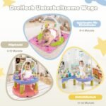 3-in-1 Kūdikių aktyvumo centras su žaidimų stalu ir kilimėliu (Rožinė)