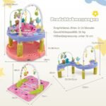 3-in-1 Kūdikių aktyvumo centras su žaidimų stalu ir kilimėliu (Rožinė)