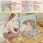 Didelis sulankstomas vaikiškas aptvaras su čiužiniu ir sporto priedais (Pilka)