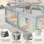 Didelis sulankstomas vaikiškas aptvaras su čiužiniu ir sporto priedais (Pilka)