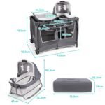 Kompaktiškas 4-in-1 kūdikio maniežas su lopšiu ir vystymo stalu (Pilka)