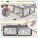 Vaikų žaidimų tvorelė su 50 kamuoliukų (Pilka)