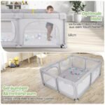 Vaikiškas žaidimų aptvaras su 4 rankenėlėmis ir 50 kamuoliukų (Pilka)