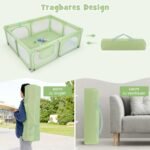 Vaikiškas žaidimų aptvaras su 4 atraminiais žiedais ir 50 kamuoliukų (Žalia)