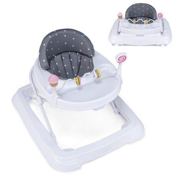 Reguliuojamo aukščio vaikštynė su minkšta sėdyne (Pilka)