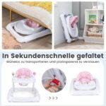 Reguliuojamo aukščio vežimėlis mokytis vaikščioti (Rožinė)