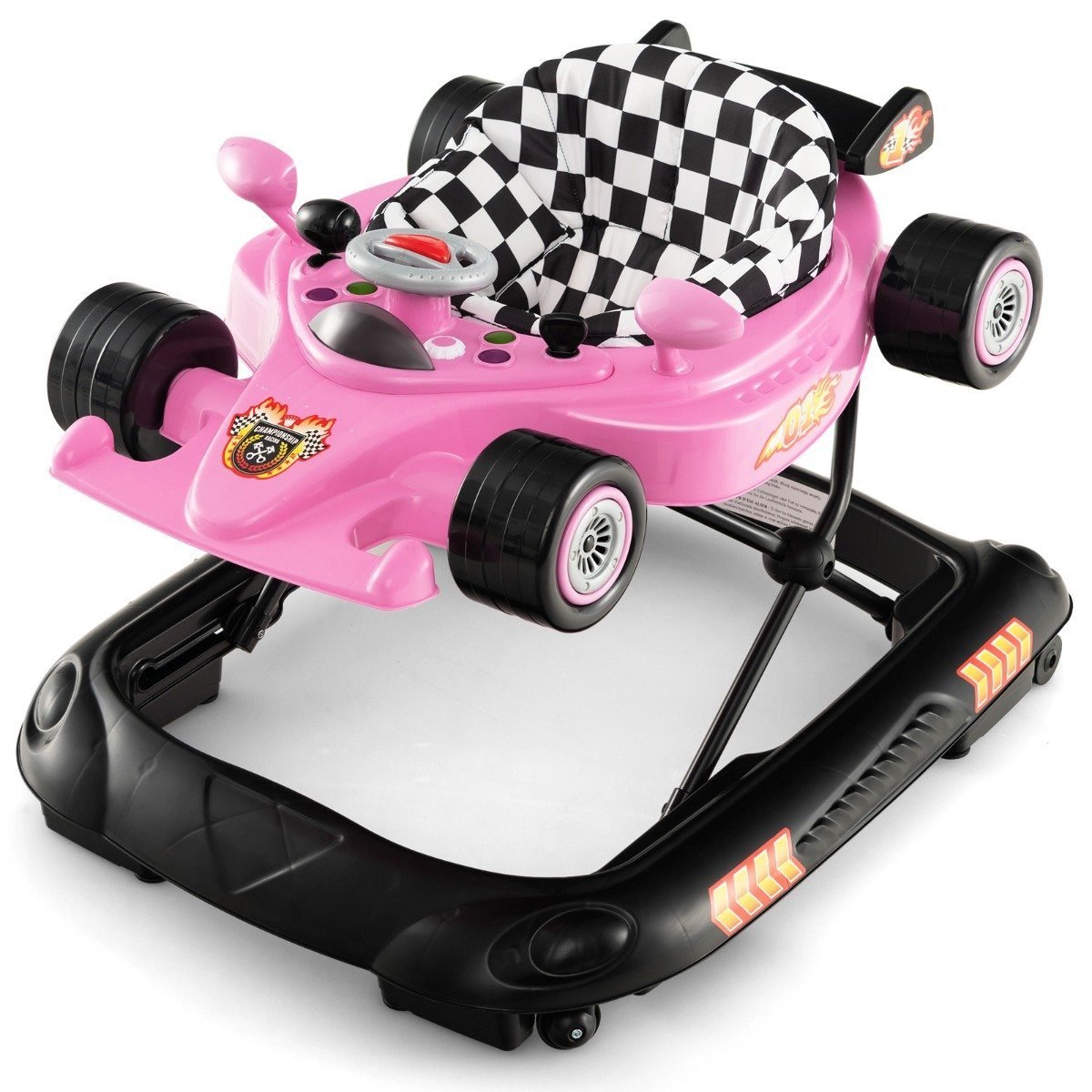 baby-walker-bc10168pi_8_ Kompaktiškas vaikiškas vežimėlis su reguliuojamu aukščiu ir nuimamu padėklu žaidimams (Rožinė)