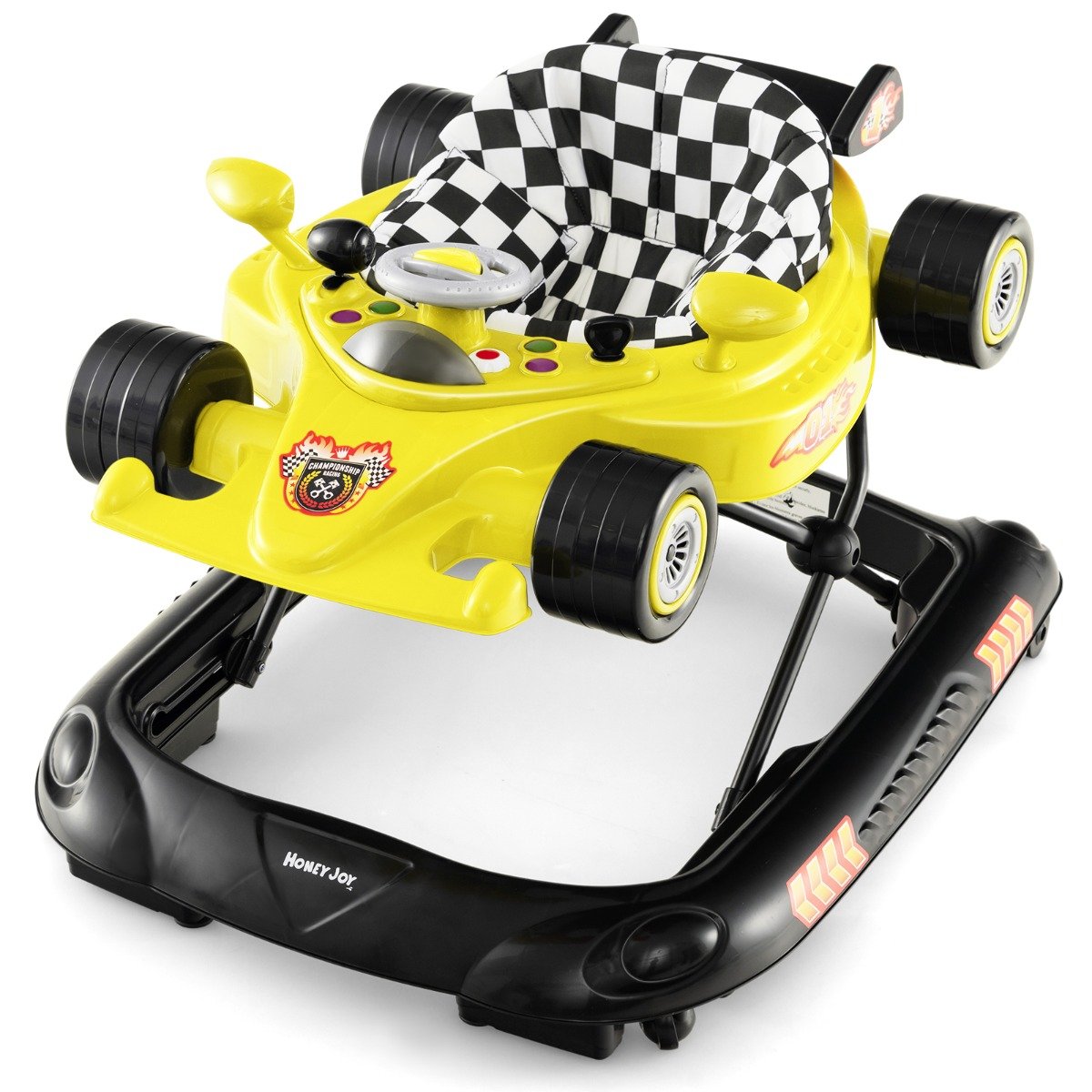 baby-walker-bc10168ye_1_ Vaikiškas vaikščiukas su žaidimų skydeliu (Geltona)